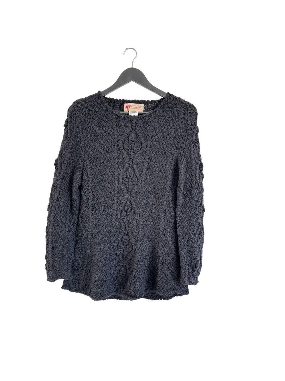 World Folk Art Imposts Inc. Nanaimo Canada Wool Alpaca Black Sweater Size S/M